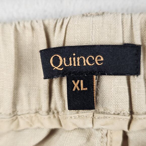 Quince 100% European Linen Pants Women’s SZ XL Beige Cropped Pockets - Picture 3 of 12